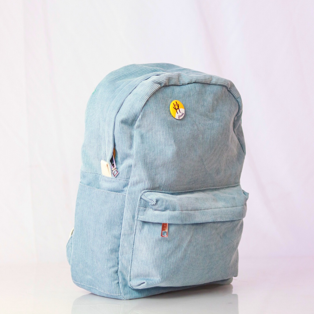 Himeku OOGIE PIN Backpack Corduroy Tas Ransel Tas Sekolah Tas Gendong-Carolina oogie