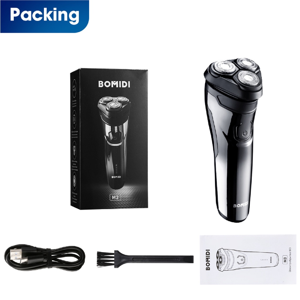 BOMIDI M3 Alat Cukur Rambut Elektrik Shaver Listrik Hitam  Perak  Electric Razor Men