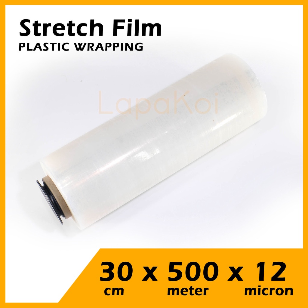 

Stretch Film Plastik Wrapping Clear 12 micron 30 cm x 500 M - warna bening