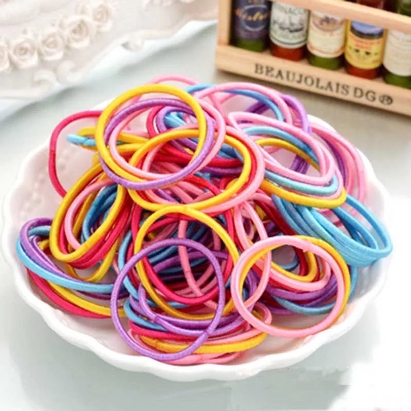 Ikat Rambut Anak Mini Korea Style/Ikat Rambut Macaron Anak Kecil aesthetic Isi 100 Pcs