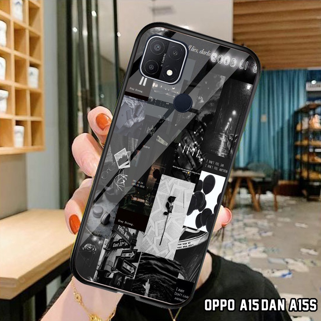 [COD]Promo Case Oppo A15 A15S Casing Motif Art Aesthetic Hitam Gambar Custom Desain Kekinian Aesthet