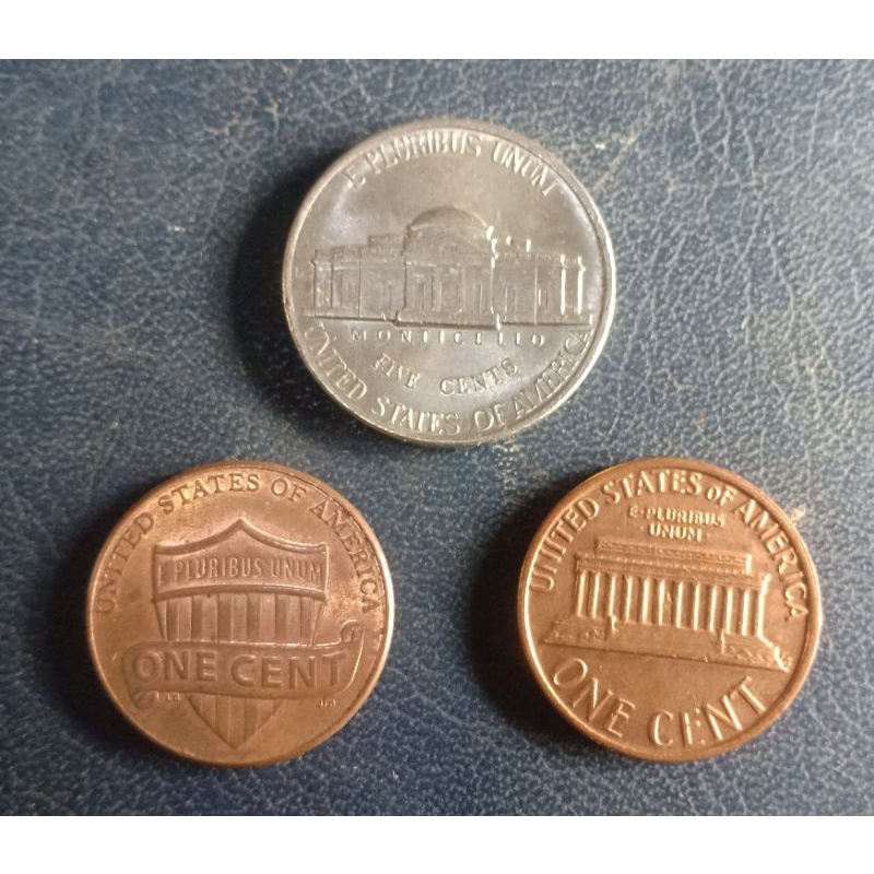 amerika set koin 1 sen &amp; 5 sen amerika one cent lincoln five cent lincoln