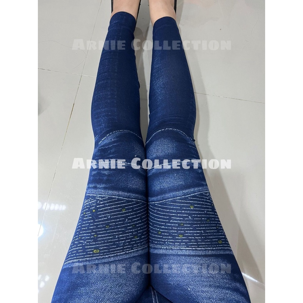 LEGGING JEANS MOTIF BIKER / LEGING WANITA IMPORT / LEJING MURAH