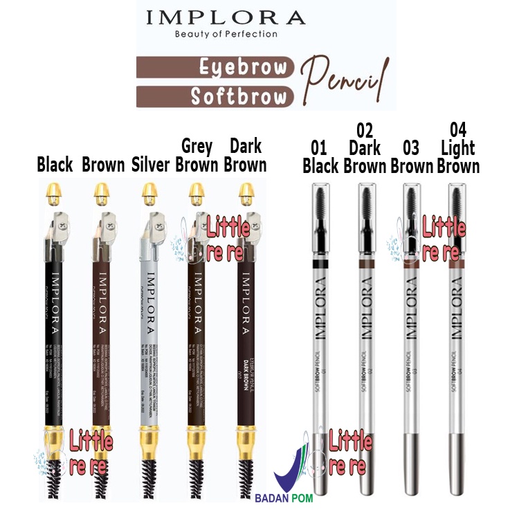 Implora EyeBrow Pencil 2in1 ✔️BPOM Pensil+Serutan+Sikat Original Pensil Alis Implora