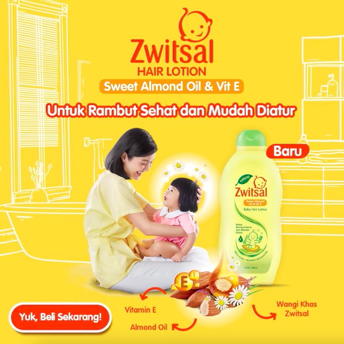 ZWITSAL Natural Baby HAIR LOTION 100ml / 200ml | Almond / Aloe Vera Kemiri &amp; Seledri