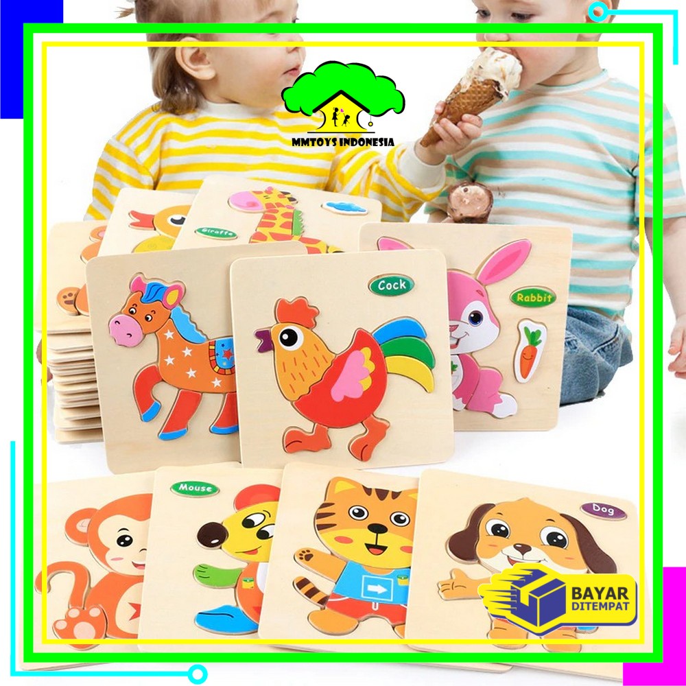 MI-M23 Mainan Puzzle Kayu Anak 3D Mainan Edukasi Puzzel Kayu Jigsaw Edukatif Lucu Murah Wooden Toys
