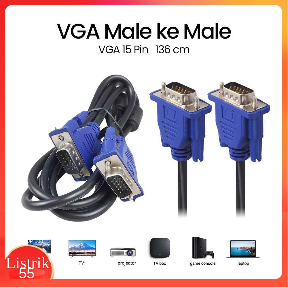 Kabel VGA 15 Pin Male ke Male