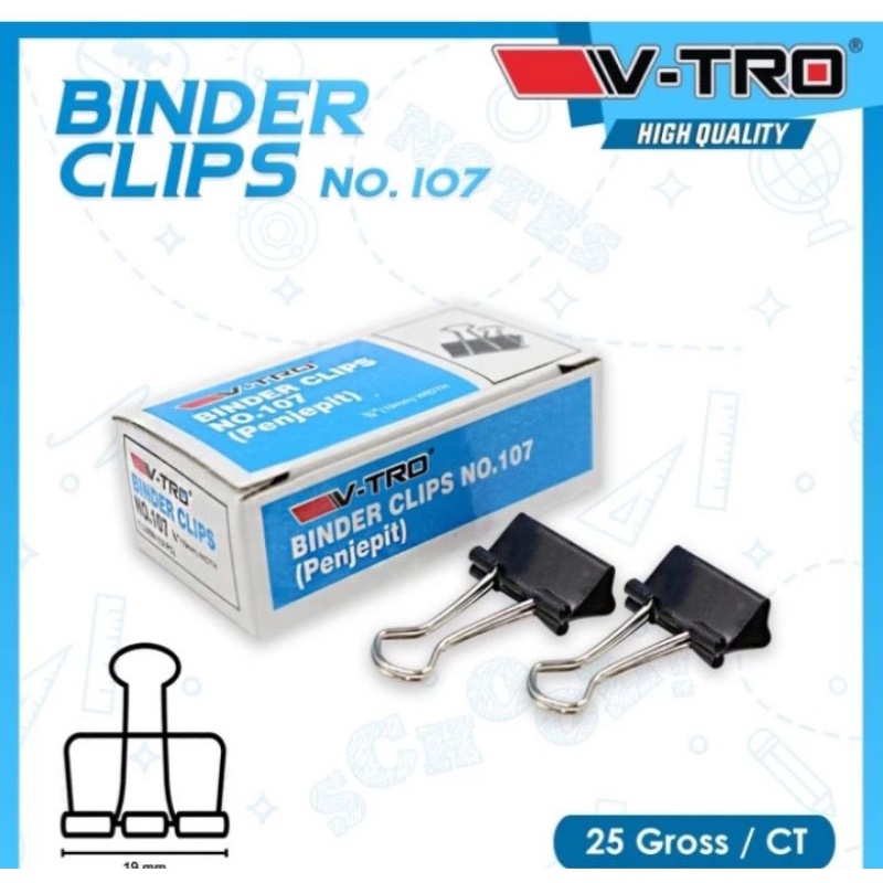 

12pcs Binder Clip Penjepit Kertas Vtro No.107