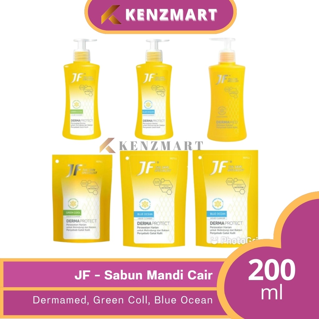 JF DERMAMED DERMA PROTECT LIQUID CLEANSER 200 ML JF SULFUR SABUN MANDI CAIR MENCEGAH GATAL KEMASAN BOTOL