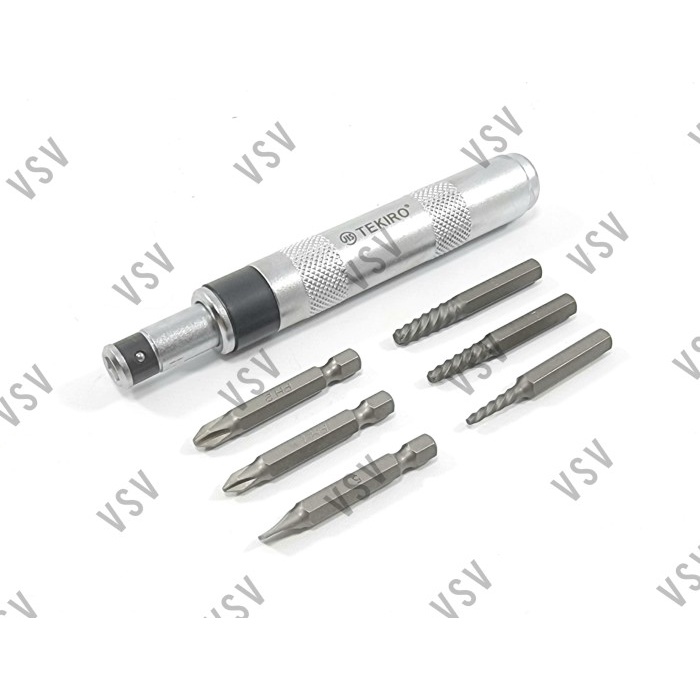 [BISA COD] Tekiro Obeng Ketok Getok Mini Impact Driver And Extractor Set 7Pcs / Perlengkapan Rumah T
