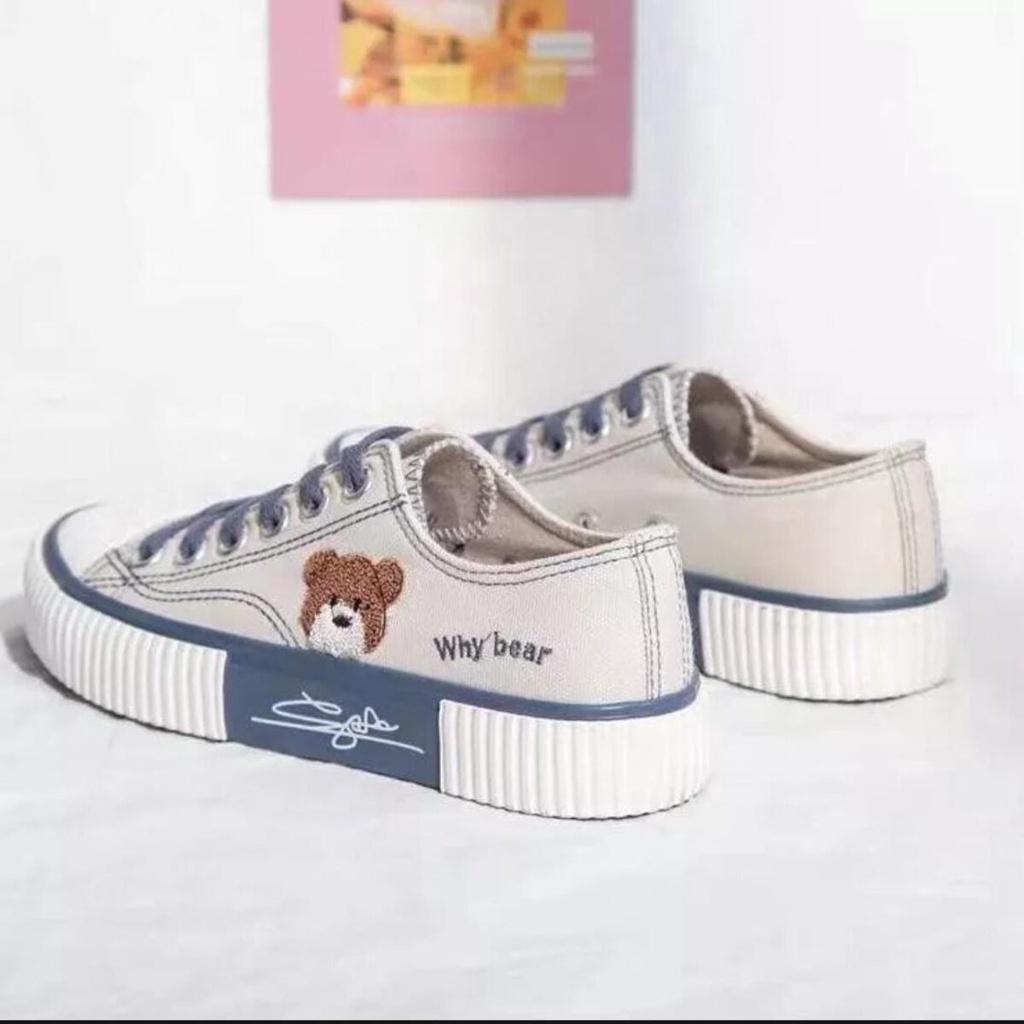 SEPATU WANITA SNEAKERS KOREA TEDDY BEAR LUCU COD