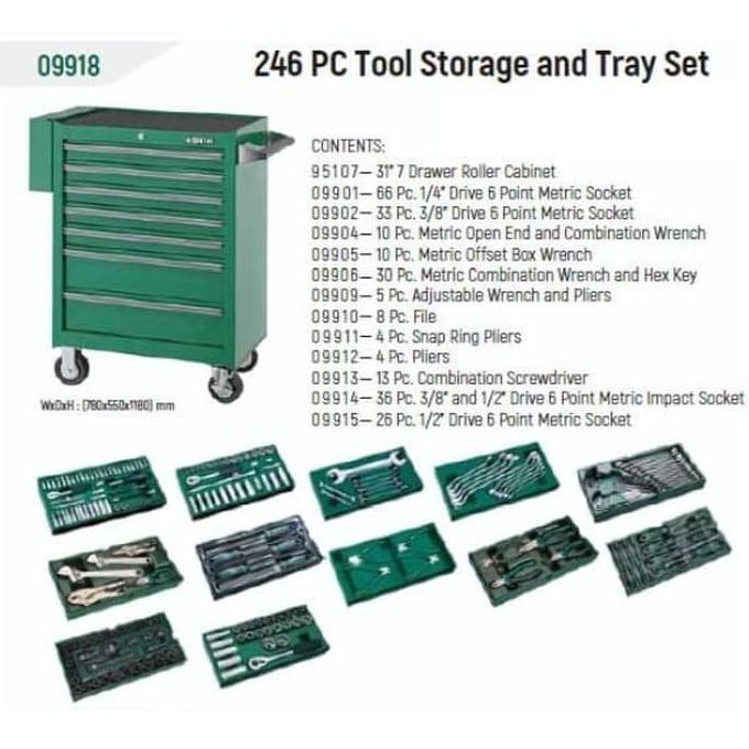 Tool Box 7 Drawer Tool Kit Set 246Pcs Sata 09918 Toolbox Cabinet
