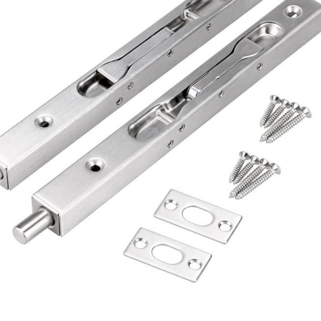 Grendel tanam stainless 6 dan 12 inci grendel tanam pintu kayu dobel - 8"+12"