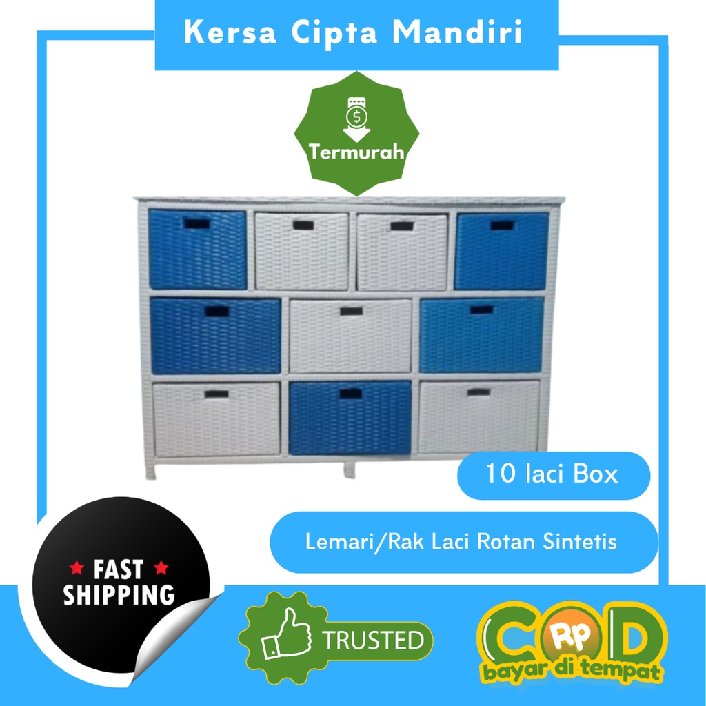 Rak Lemari Laci Box 10 Rotan Sintetis High Quality/Kersa Cipta Mandiri