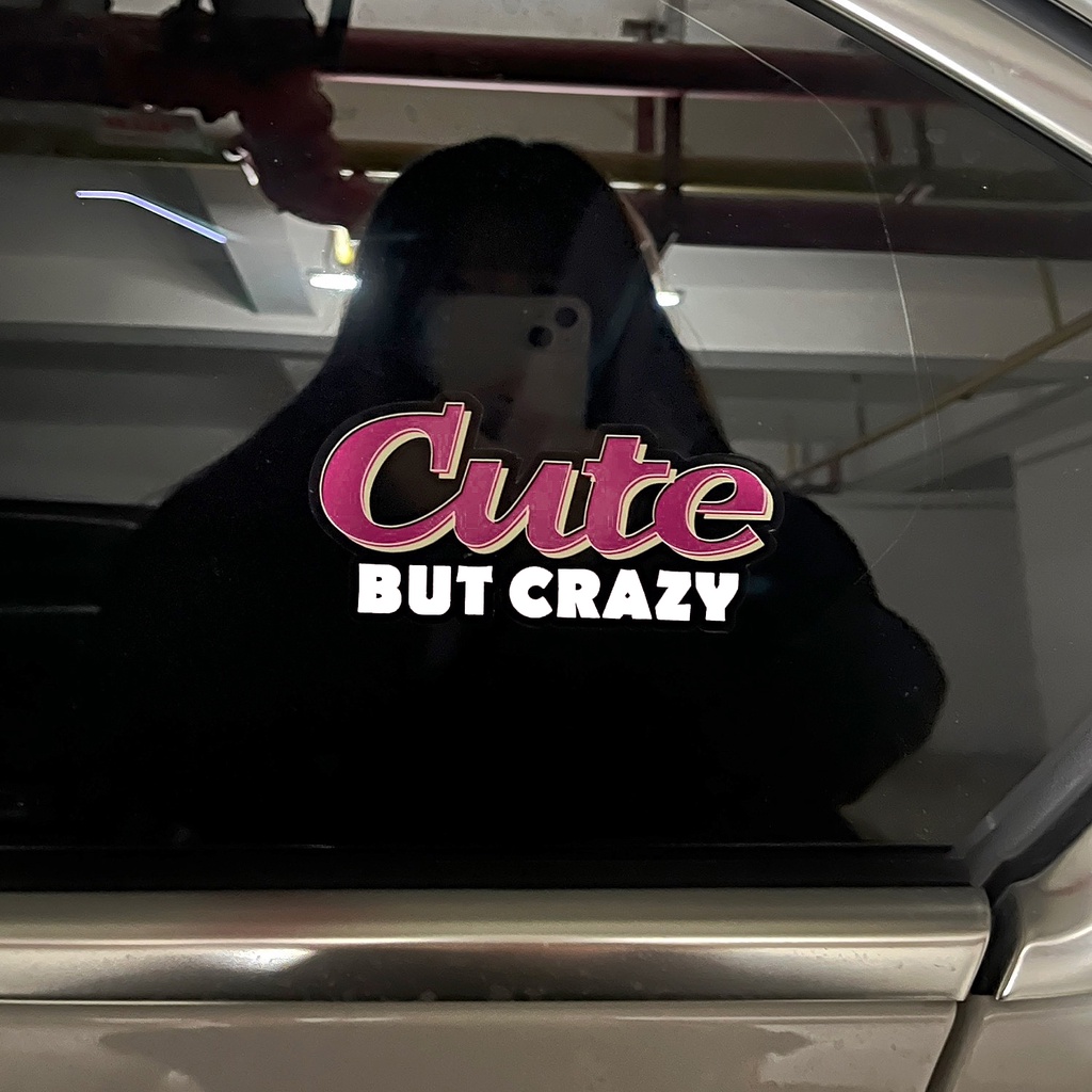 Cute BUT CRAZY JDM Mobil Stiker Kaca depan, Pintu Mobil, Tangki Stiker Dekorasi Sepeda motor Stiker