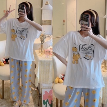 BAJU TIDUR PIYAMA IMPORT SET CELANA PANJANG MOTIF POOH 2CP-204