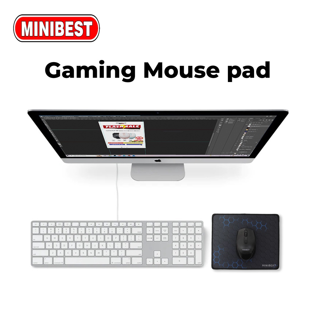 MINIBEST Mousepad Anti Slip Gaming Desain 3D Hitam Rubber Original