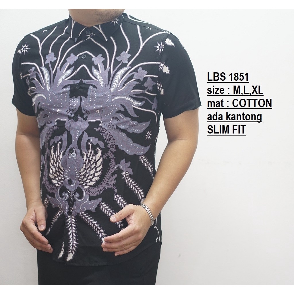 Baju Batik Pria Slimfit Kemeja Lengan Pendek Slim Fit LBS 1851