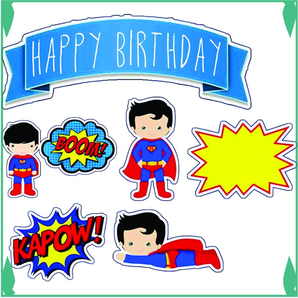 TOPER CETAK TOPPER CAKE ULANG TAHUN / HIASAN KUE SUPERMAN Toko_Arsha