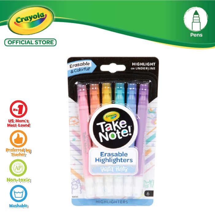 

Crayola 6 Colors Take Note Erasable Highlighter