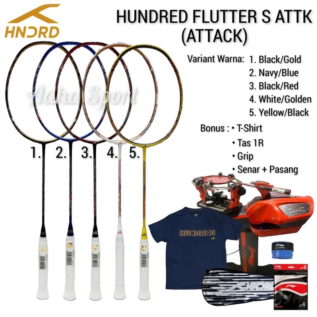 Hundred Flutter S ATTK / Attack Raket Badminton Original Bulutangkis Adha Sport Store Surabaya