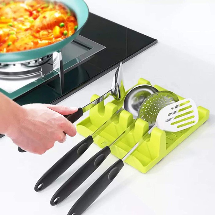 Tatakan Holder Tempat Spatula Sendok Sumpit Tutup Panci Alat Masak - Putih