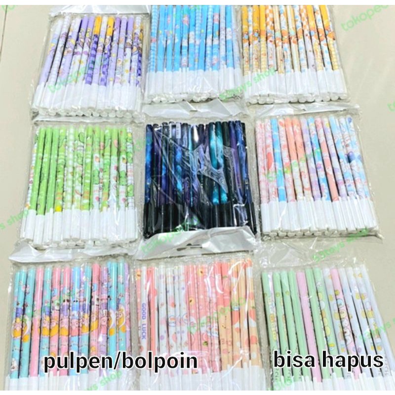 

10 Pcs Bolpoin Gel Hapus Warna Hitam Mudah Di Hapus