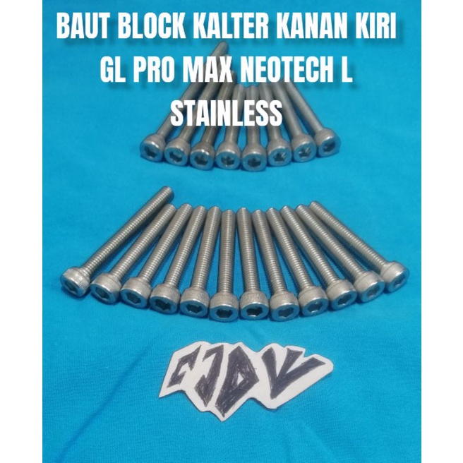 BAUT L STAINLESS FT SET KALTER BLOK BLOCK MESIN KANAN KIRI BAK MAGNET BAK KOPLING GL PRO MAX NEOTECH