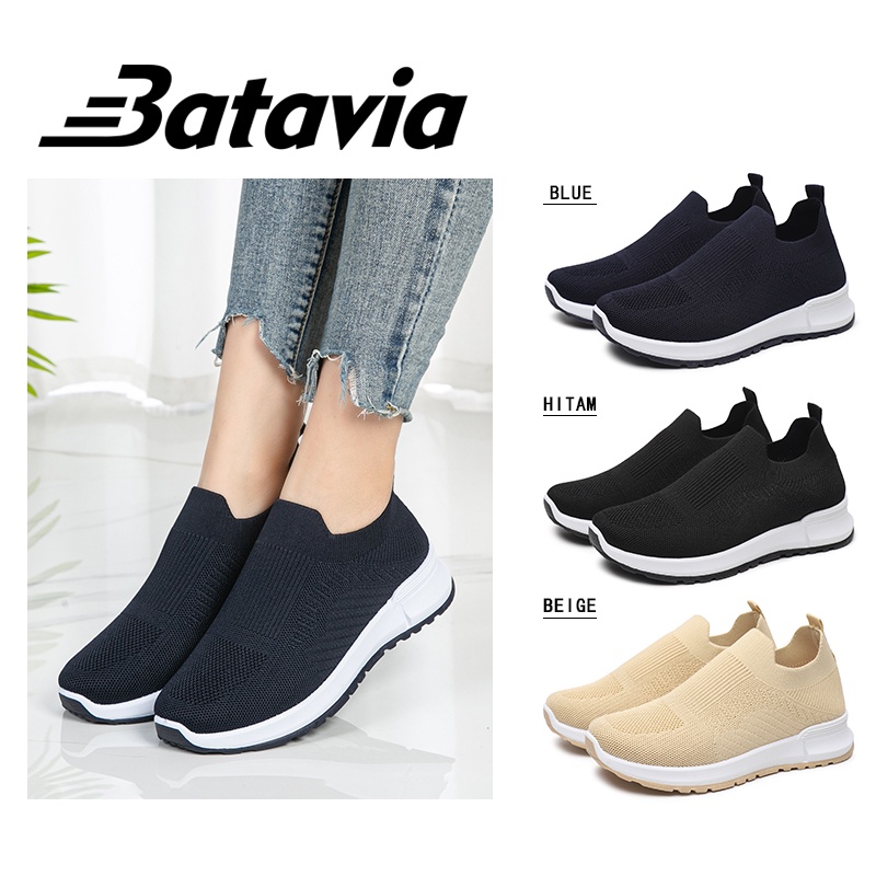 Batavia 2023 sepatu wanita impor baru sepatu wanita terbang sepatu olahraga kasual bernapas, nyaman, anti -slip, sepatu kets yang tahan aus, sepatu jogging D10