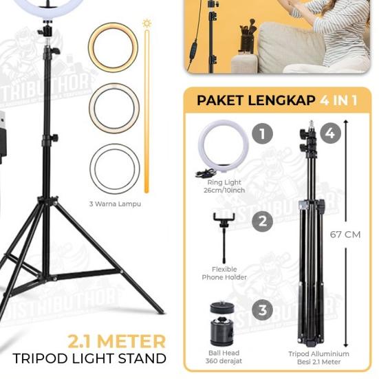 Tripod Ring Light 2 Meter Besi Tripot Handphone Panjang Kuat Kokoh - Tripod 2.1m