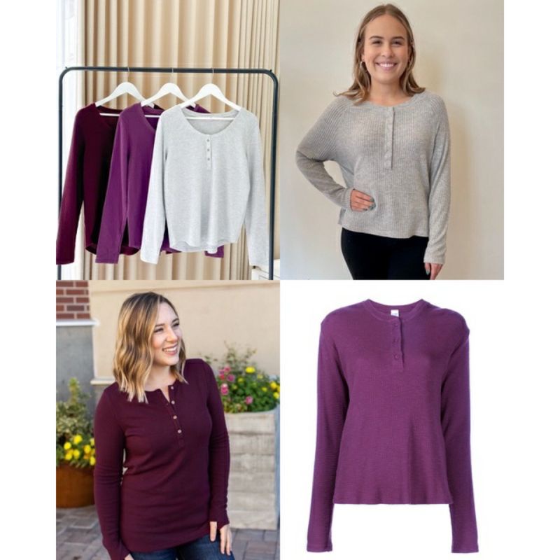 OLD NAVY Henley Waffle Long Sleeve