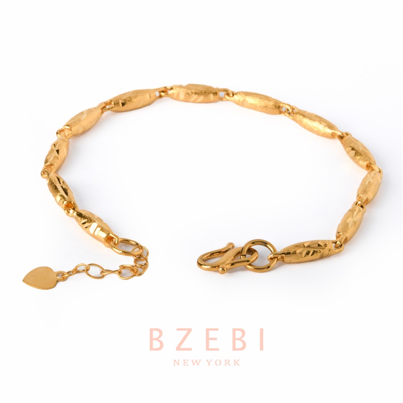 Bzebi Gelang Tangan Rantai Emas 24k Adjustable Anti Karat Untuk Wanita 1113b