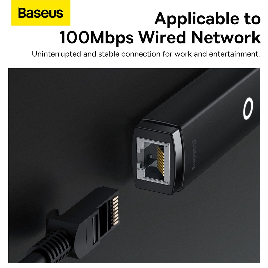 Baseus Original Lite Series Ethernet TYPE C to RJ45 LAN Port 100Mbps HUB Adapter Adaptor USB-A Ori RJ 45 Kabel Cable Tipe C