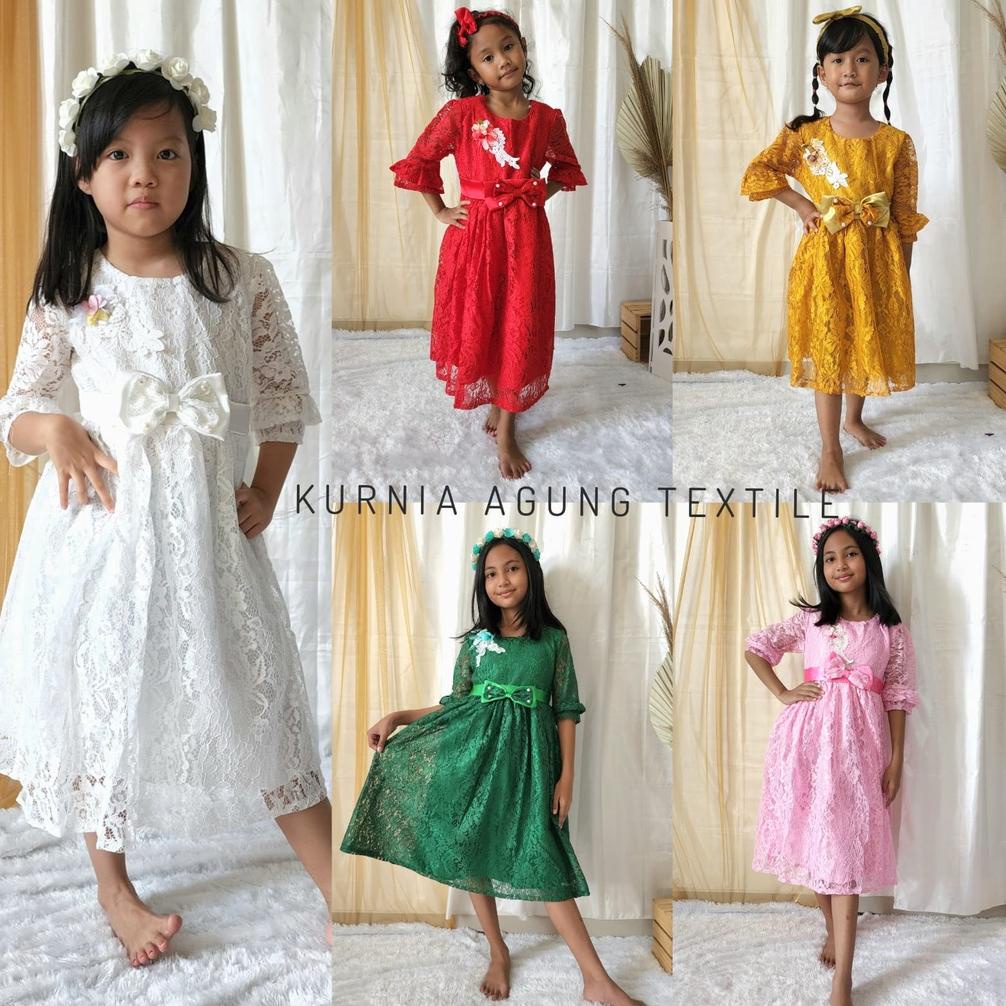Model Baru - Gaun Pesta Anak Muslimah Elegan Mewah 2 Tahun - 12 Tahun Brukat Terbaru 2022 Kekinian W