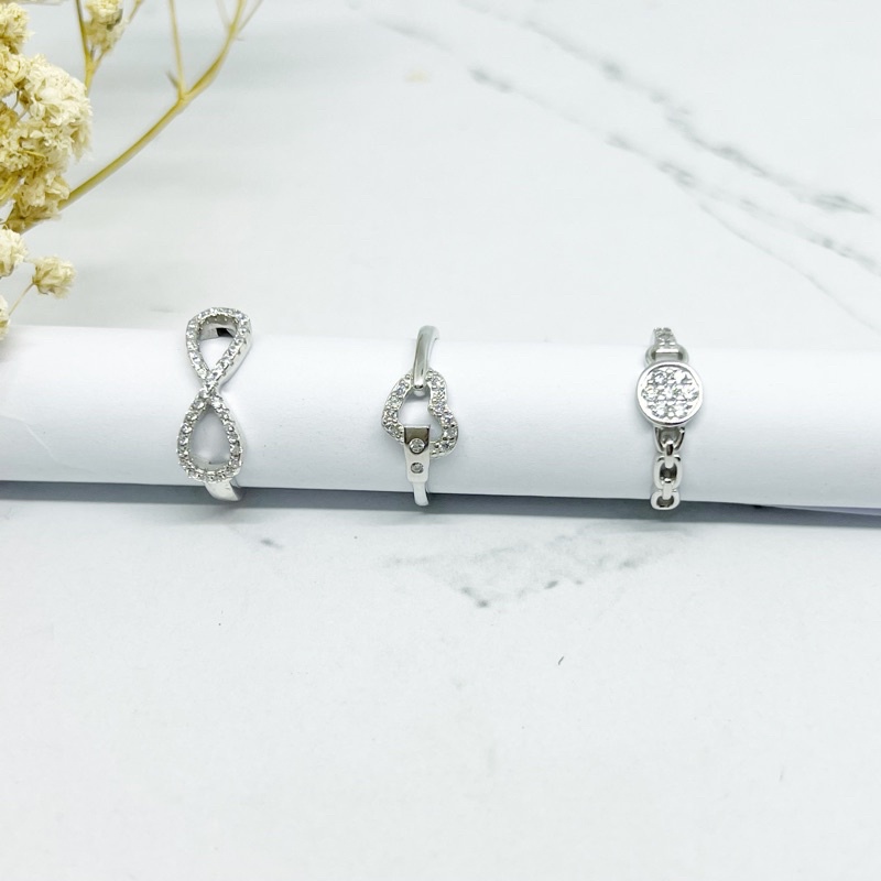 Cincin simpel PERAK ASLI SILVER 925 lapis emas putih