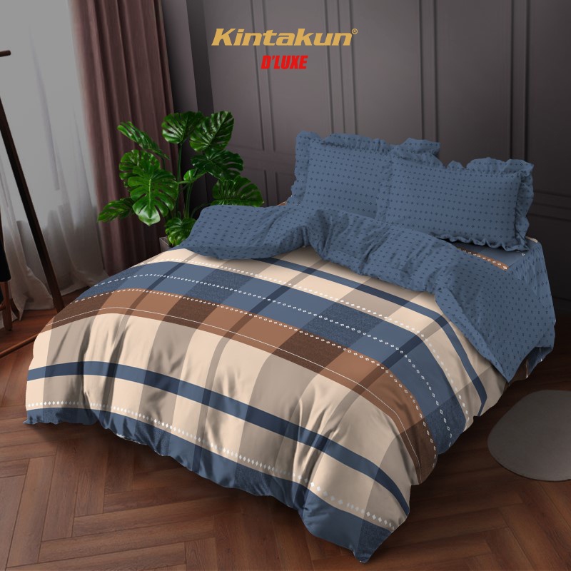 Kintakun Bedcover Set Rumbai 160/180 Gemi Aesthetic Dluxe Microtex Biru