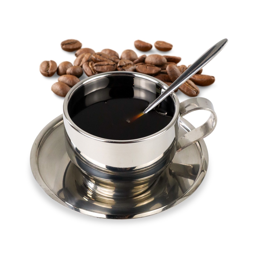 Set Gelas Sendok Piring OMHZ66SV Kopi Stainless Steel - Silver
