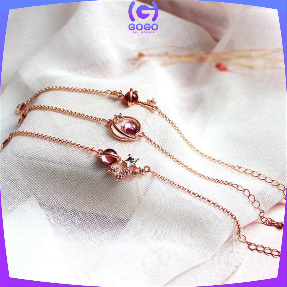 GOGO-K84 Kalung Titanium Wanita Korean Style Motif Planet Kalung Rantai Wanita Gelang Bintang Kunci Necklace Crystal