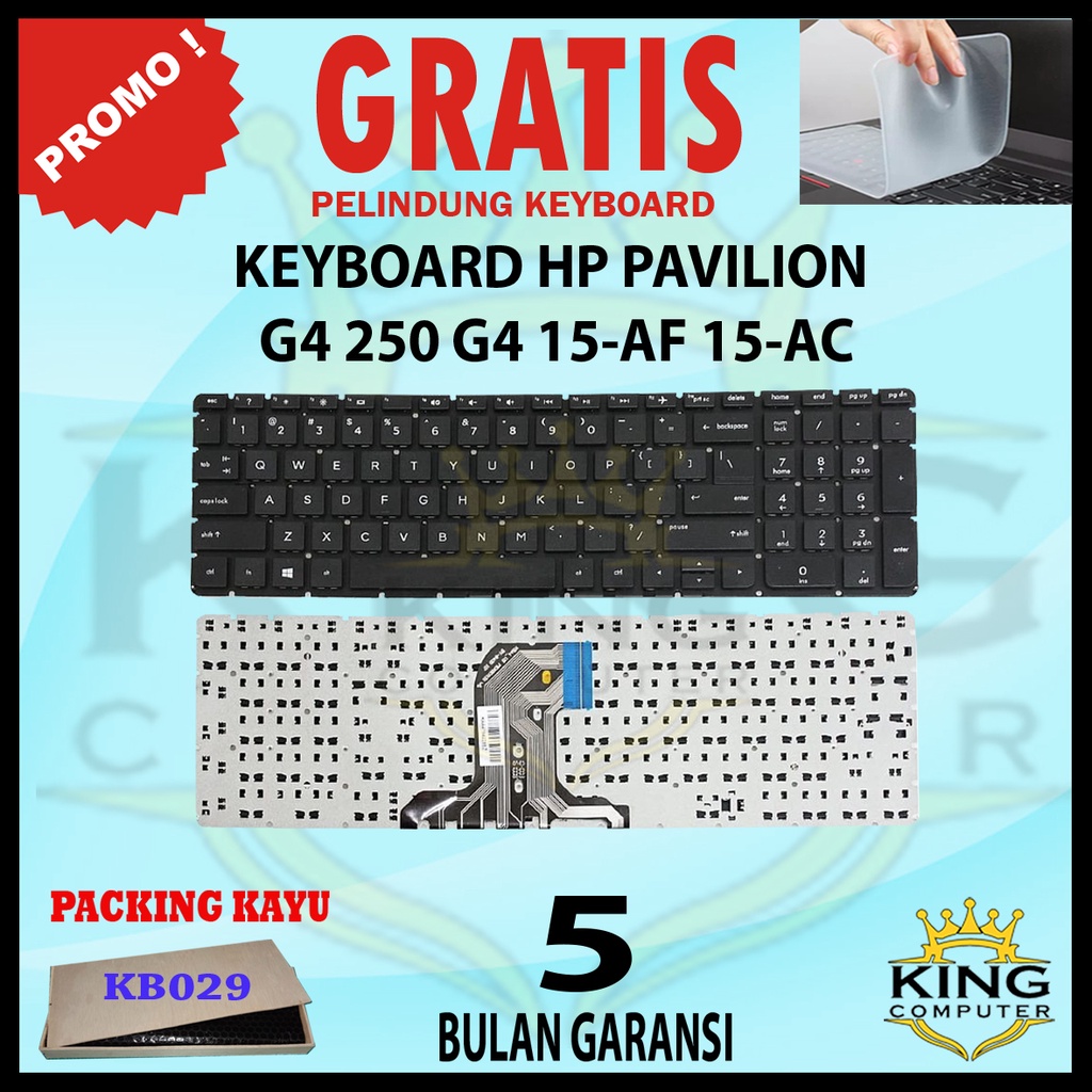 KEYBOARD HP Pavilion G4 250 G4 15-AF 15-AC 256 G5 256 G5 GRATIS PELINDUNG KEYBOARD