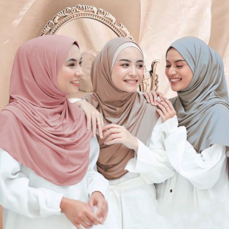 Bergo Hamidah Non Pet Jersey / Bergo Instan Malay Non Pad Daily,