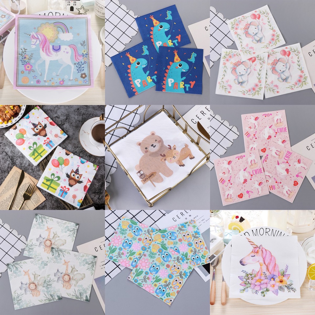 Serbet Kertas Motif Kitty Tissue Napkin Serbet Dekorasi 20pcs /pack