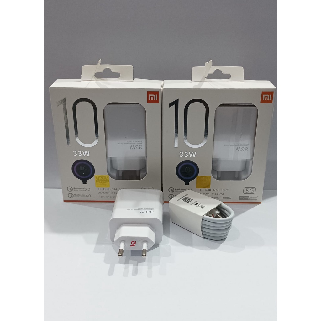 Travel Charger Xiaomi 10 Turbo Charge 33W Fast Charging With Type C &amp; Micro Usb Cable 33Watt