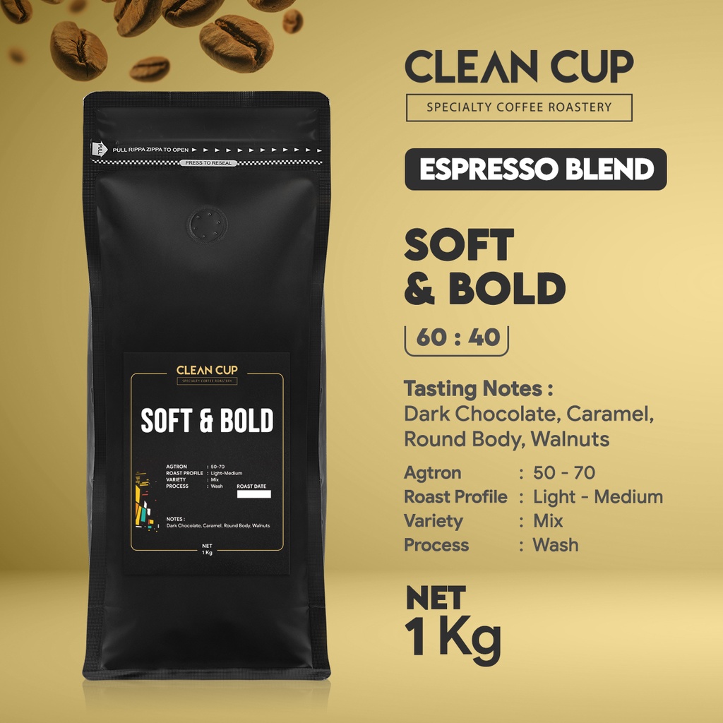 

Kopi Clean Cup Soft & Bold House Blend Whole Bean 1kg