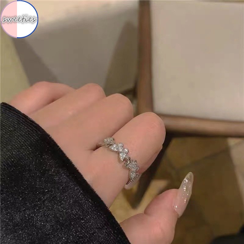 Cincin Jari Telunjuk Wanita Model Terbuka Desain Kupu-Kupu Hias zircon Gaya Elegan Untuk Hadiah