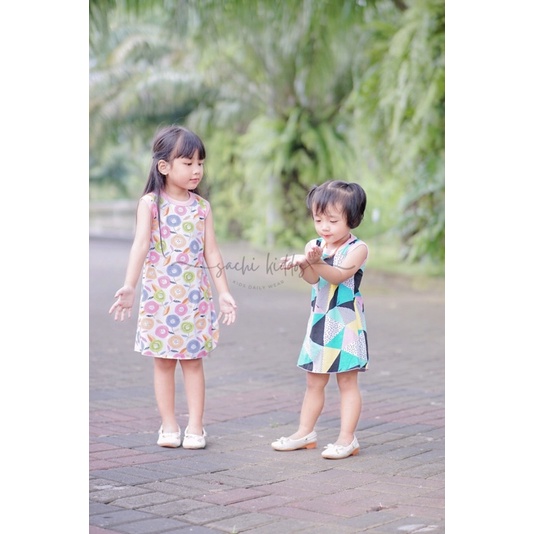 Jual Baju Dress Anak Cewek Daster Bayi Lengan Kutung YUKENSI Spandek