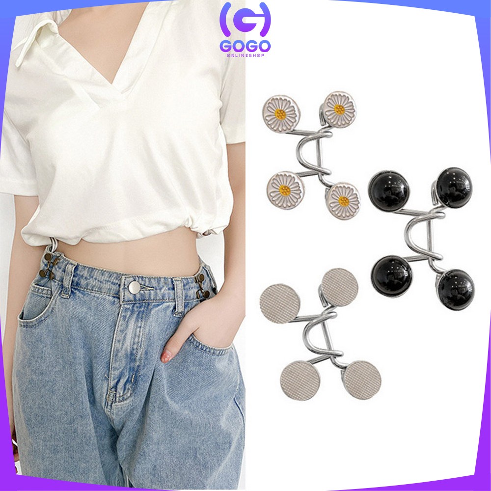 GOGO-P145 P146 Kancing Jeans Daisy Lepas Pasang Multifungsi / Kait Pengecil Lingkar Celana longgar kebesaran Korean Style / Jins Waist Button Adjustable