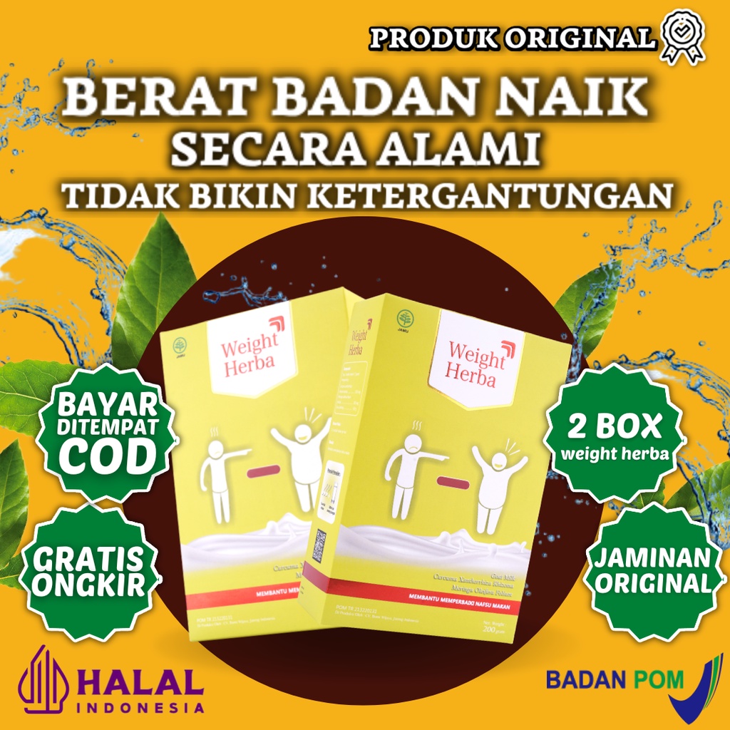 

ORIGINAL 2 BOX WEIGHT HERBA Susu Penggemuk Badan Terbuat dari Berbagai Bahan Pilihan dan Alami BPOM