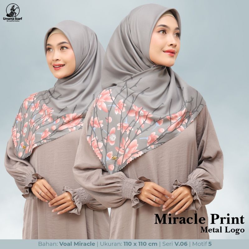 [SEGIEMPAT UMAMA MIRACLE PRINT METAL LOGO] segiempat miracle print metal logo••hijab segiempat voal motif