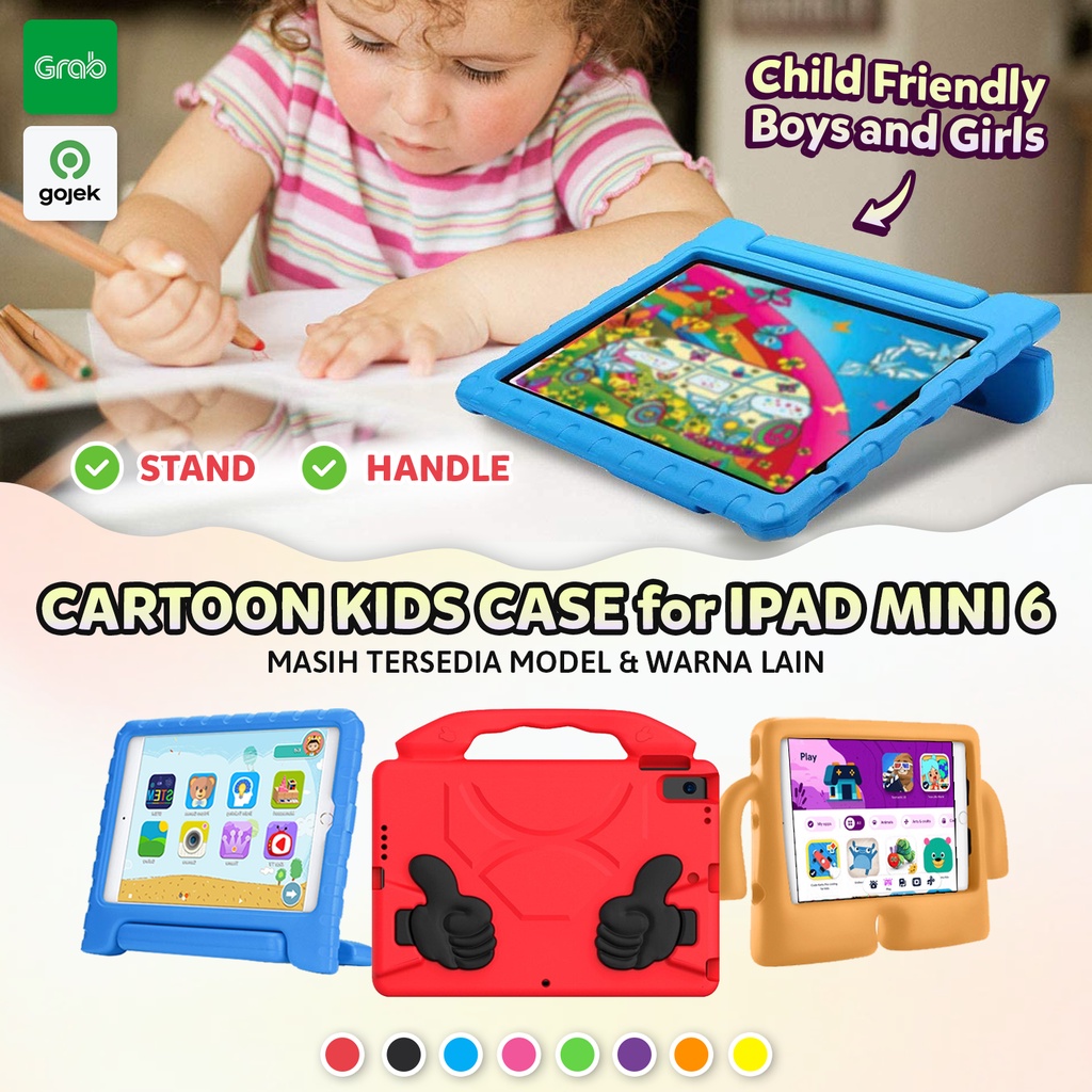 iPad Mini 6 6th 8.3 inch 2021 A2567 A2568 A2569 Soft Case Casing Stand Anak Kartun Jempol Lucu Maina
