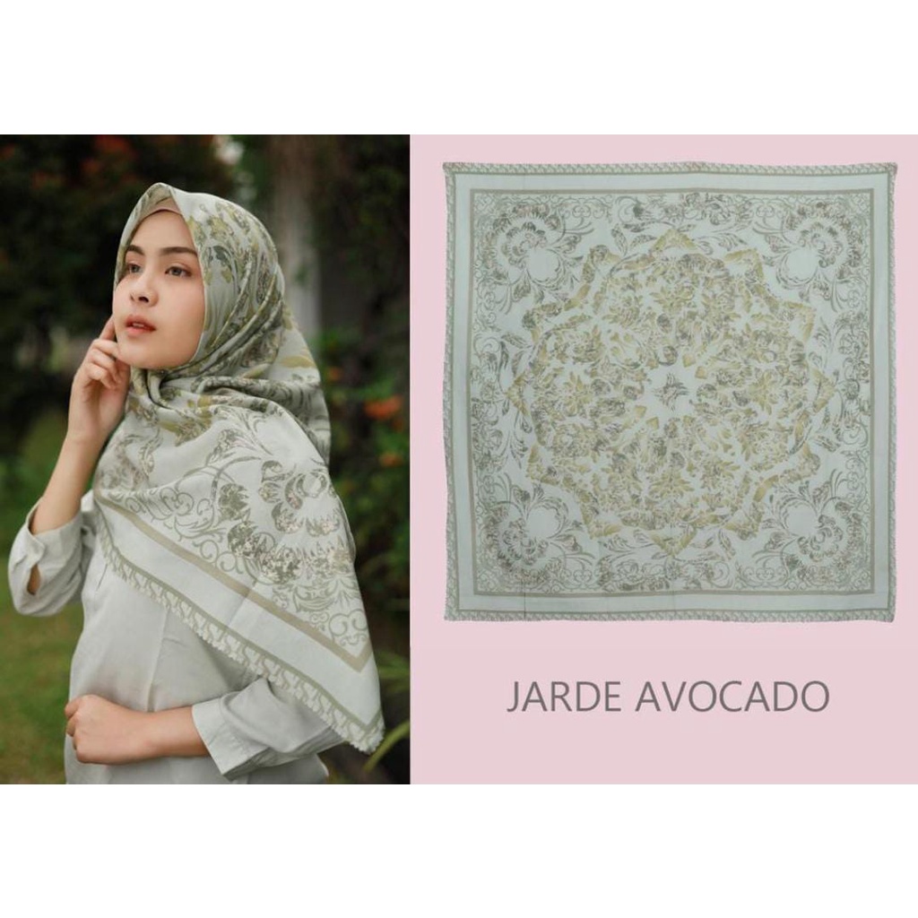 Segi empat Denai Hijab Voal Denay Segi empat motif printing premium hijab JARDE AVOCADO